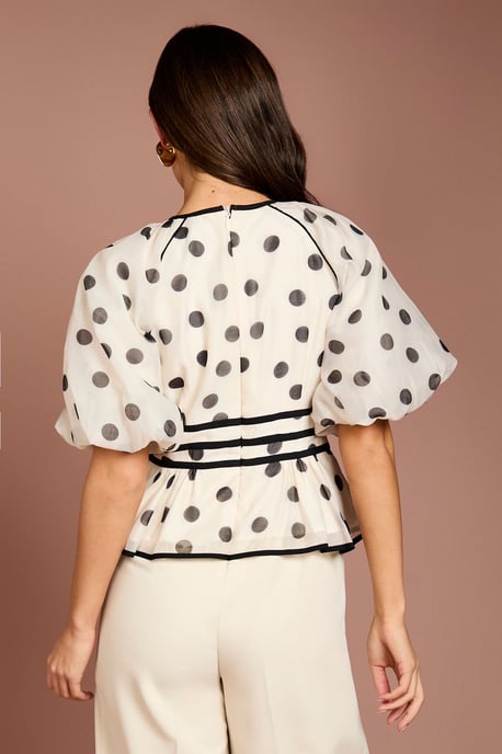 Puff Sleeve Polka Dot 2 In 1 Jumpsuit - Image 3