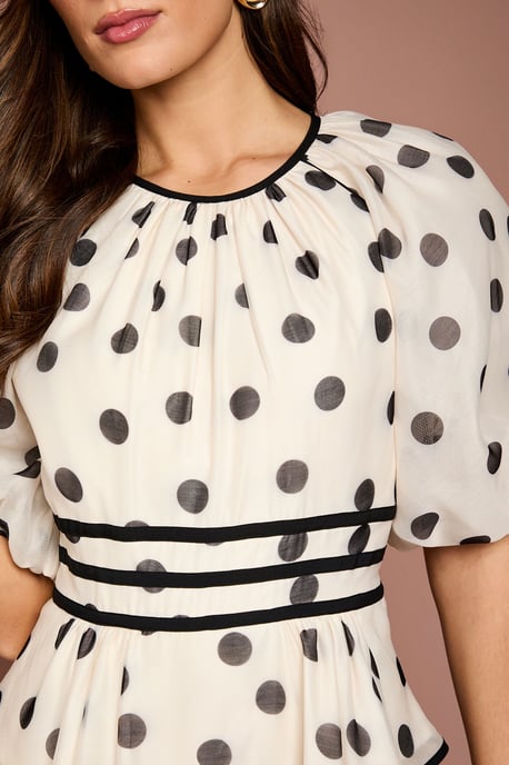 Puff Sleeve Polka Dot 2 In 1 Jumpsuit - Image 5