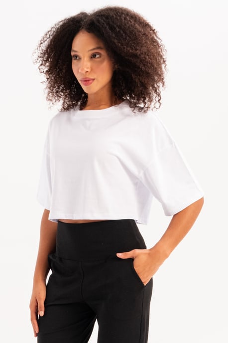 JUSTEVER 100% bomull kort rund hals vit dam-T-shirt - Maia - Image 1