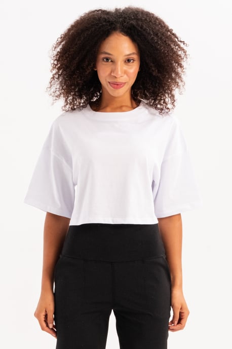 JUSTEVER 100% bomull kort rund hals vit dam-T-shirt - Maia - Image 2