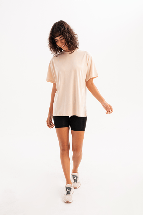 JUSTEVER 100% katoenen oversized T-shirt met ronde hals, beige - Halo - Image 2