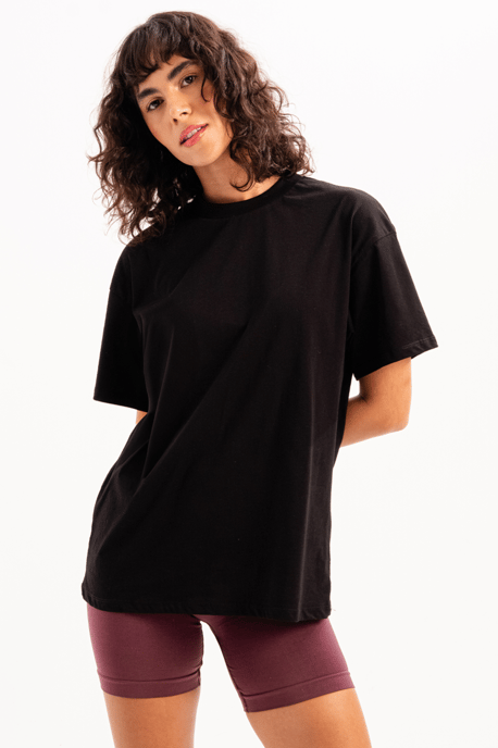 JUSTEVER 100% bomull, oversize fit, rund hals, svart dam-T-shirt - Halo - Image 3