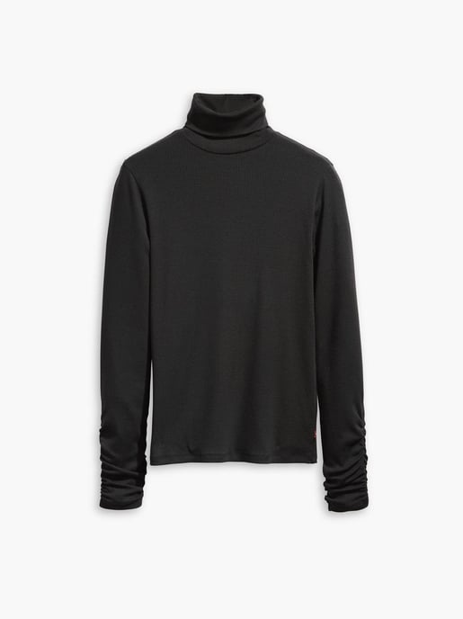 Womens Caviar Ruched Turtleneck - Image 1