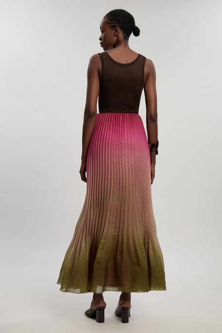 Pleated Slub Organdie Woven Maxi Skirt - Image 4