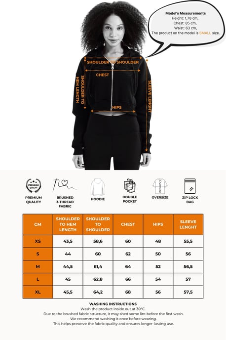 JUSTEVER Crop Hooded Zippered Kangaroo Pocket Raised Hoodie Ecru Damtröja - Lumen - Image 6