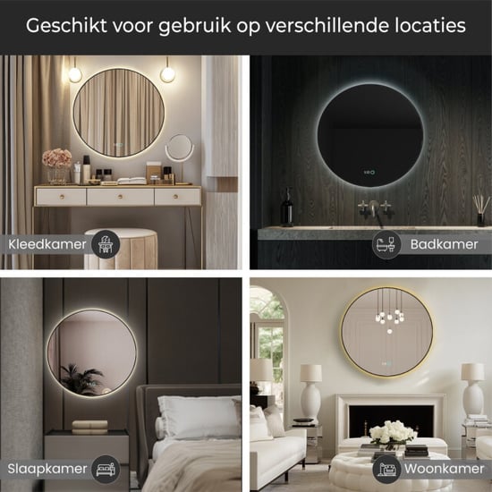 Lumoire Badkamerspiegel met verlichting neon 80cm rond set van 2 anti condens - Image 2