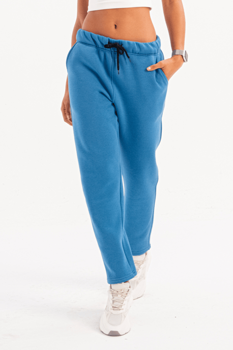JUSTEVER Relaxed Fit, verhoogde, met fleece gevoerde blauwe dames trainingsbroek - Echo - Image 3