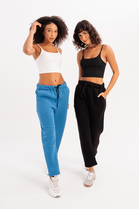 JUSTEVER Relaxed Fit, verhoogde, met fleece gevoerde blauwe dames trainingsbroek - Echo - Image 6