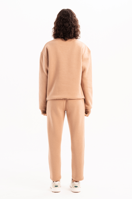 JUSTEVER Rund halsringad tröja med broderad fleece och insida i minkfärgad fleece för kvinnor - Rigil - Image 4