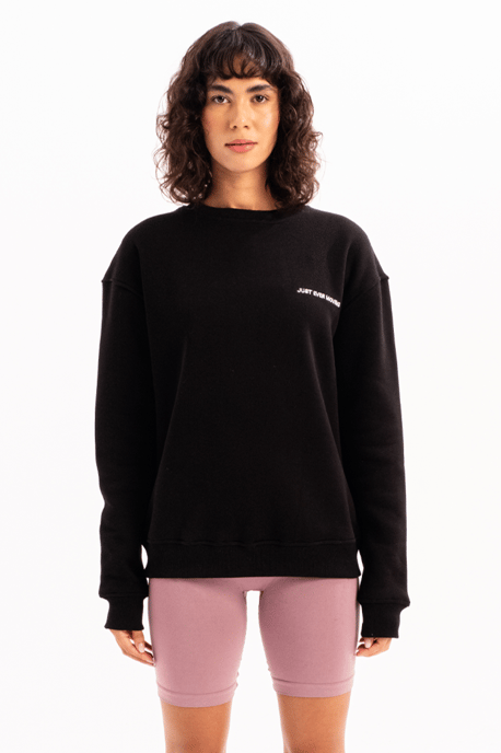 JUSTEVER Crew Neck Geborduurd Opgestikt Fleece Binnenkant Zwart Dames Sweatshirt - Rigil - Image 2