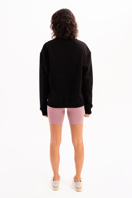JUSTEVER Crew Neck Geborduurd Opgestikt Fleece Binnenkant Zwart Dames Sweatshirt - Rigil - Image 4