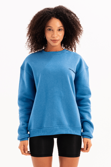 Rund halsringad, broderad, upphöjd polarfleece inuti, blå damtröja - Rigil - Image 1