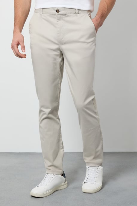 Off White Slim Fit Chino Trousers - Image 2
