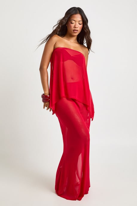 Mesh Bandeau Top & Maxi Beach Skirt Co-ord - Image 1