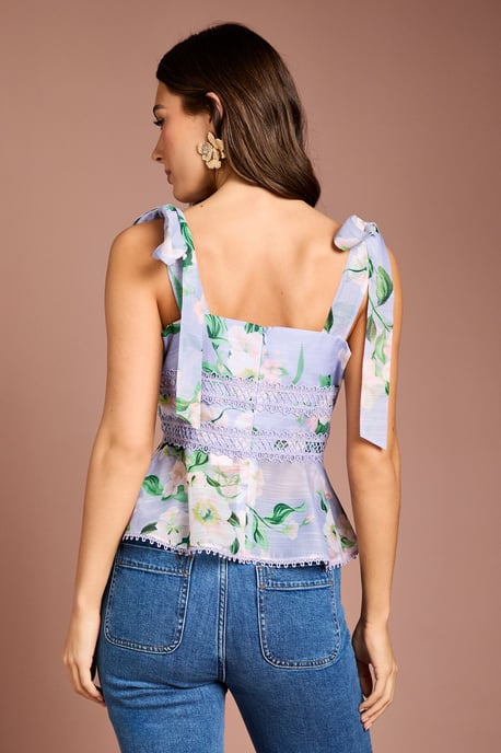 Printed Bow Shoulder Top - Image 3