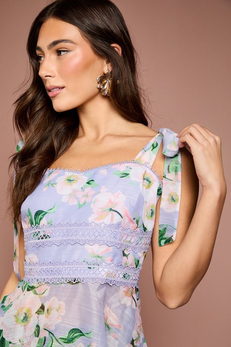 Printed Bow Shoulder Top - Image 4