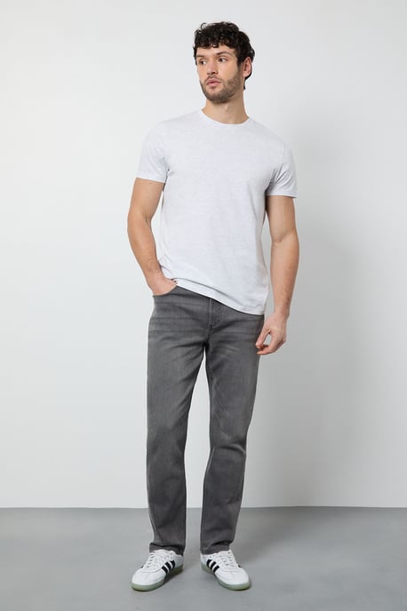 Grey Stretch Straight Fit Jeans - Image 1