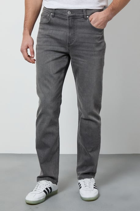 Grey Stretch Straight Fit Jeans - Image 2