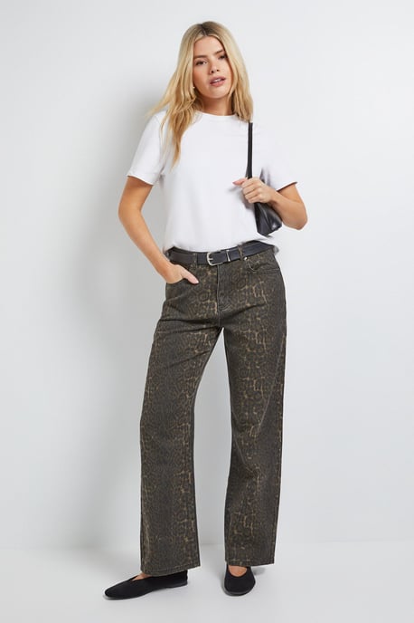 Leopard Tapered Straight Denim Jean - Image 1