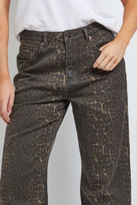 Leopard Tapered Straight Denim Jean - Image 2