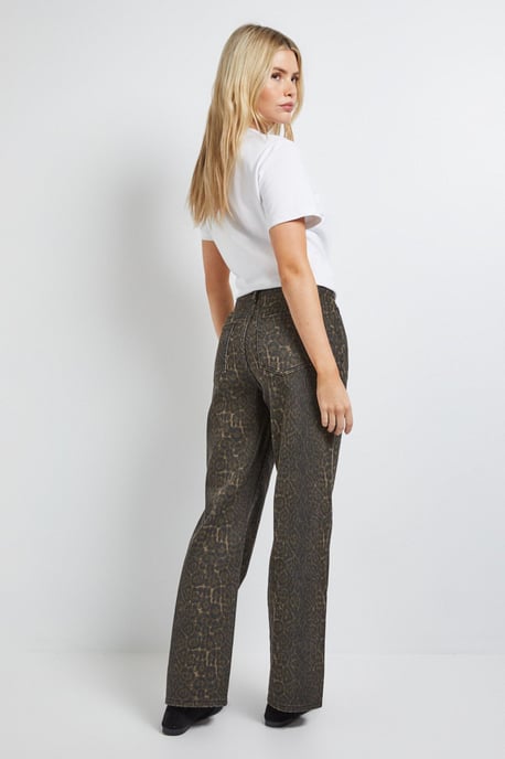 Leopard Tapered Straight Denim Jean - Image 3