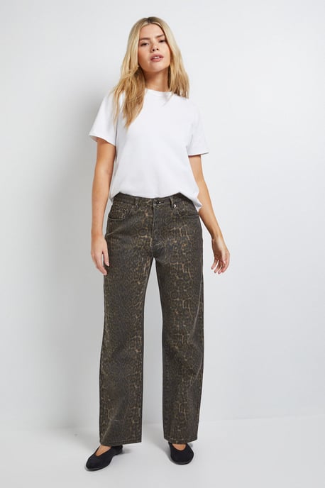 Leopard Tapered Straight Denim Jean - Image 4