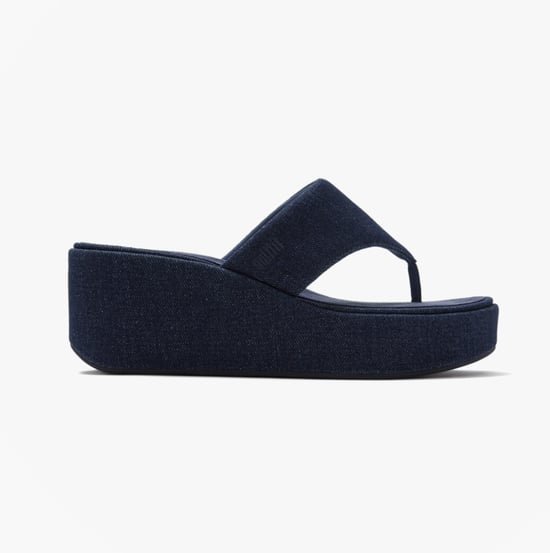 Fitflop Platfforms Denim Womens Toe-post Sandals Dark Denim - Image 1