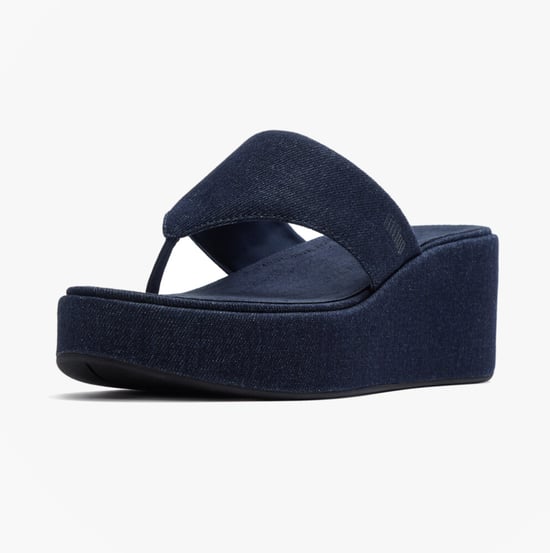 Fitflop Platfforms Denim Womens Toe-post Sandals Dark Denim - Image 5