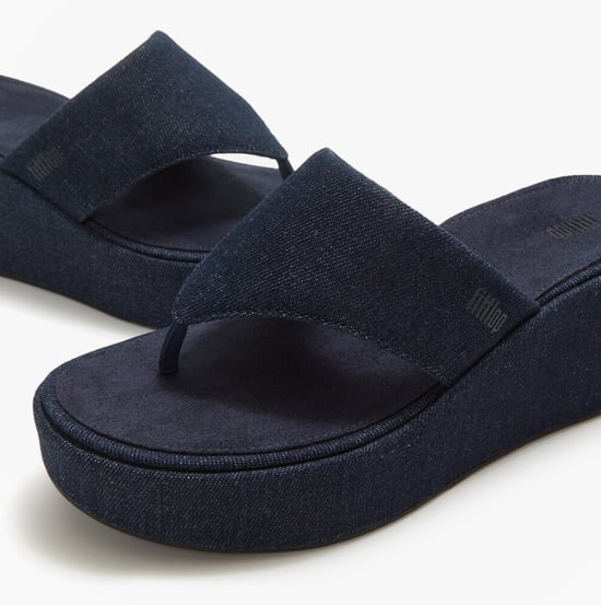 Fitflop Platfforms Denim Womens Toe-post Sandals Dark Denim - Image 6
