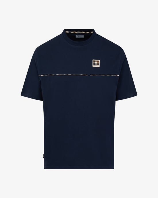 Aquascutum Mens Piping T-Shirt in Dark Blue - Image 1
