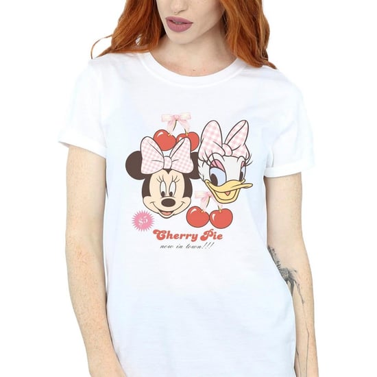 Disney Dam Minnie Mouse & Daisy Körsbär Bomull Boyfriend T-shirt (Vit) - Image 3