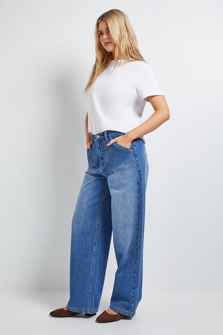 Wide Leg High Waist Denim Jeans - Image 4