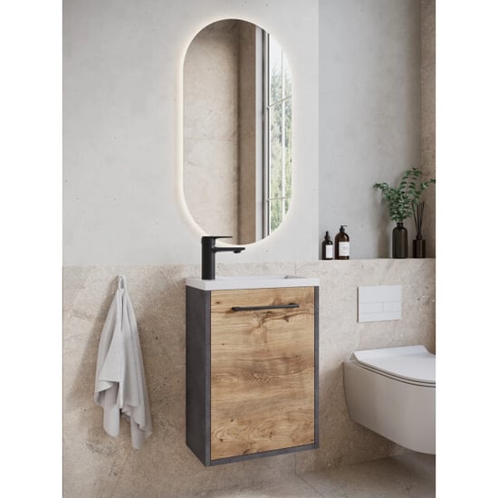 Badplaats Toiletmeubel met wasbak florence 40 x 22 cm – donker grijs met - Image 2
