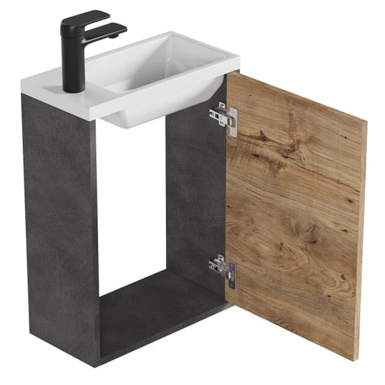Badplaats Toiletmeubel met wasbak florence 40 x 22 cm – donker grijs met - Image 3