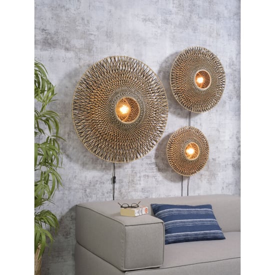 Good&Mojo Wandlamp bali bamboe/zwart Ø44cm - Image 2