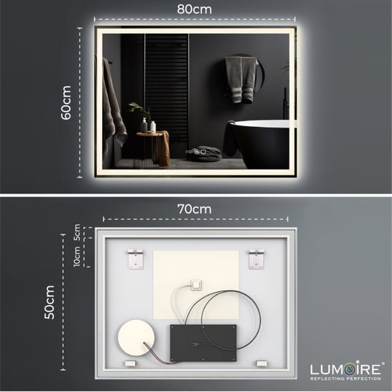 Lumoire Badkamerspiegel met verlichting tron 80cm rechthoekig anti condens - Image 4