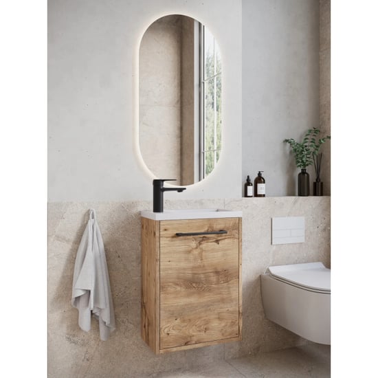 Badplaats Toiletmeubel met wasbak florence 40 x 22 cm – kastanje – - Image 4