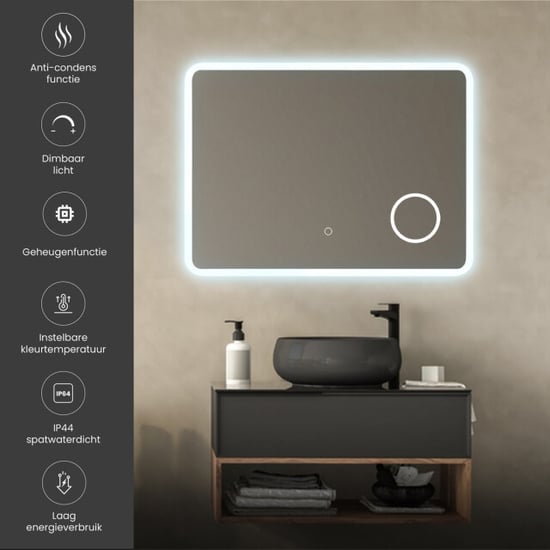 Lumoire Badkamerspiegel met verlichting elysium 100cm rechthoekig anti condens - Image 2