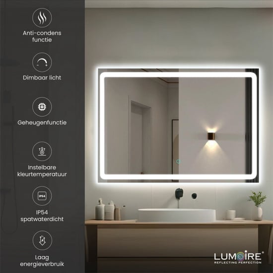 Lumoire Badkamerspiegel met verlichting infinity 100cm rechthoekig anti condens - Image 3
