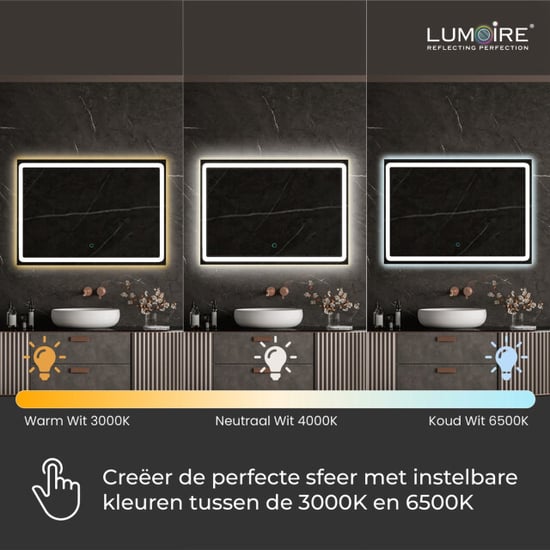 Lumoire Badkamerspiegel met verlichting infinity 100cm rechthoekig anti condens - Image 4