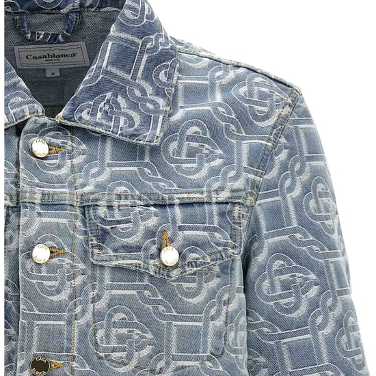 Casablanca Classic Monogram Bleached Blue Denim Jacket - Image 3