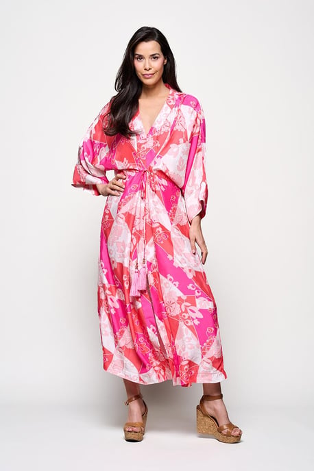 Caroline Tensen Islay Kimono Jurk Roze / Multi - Image 1