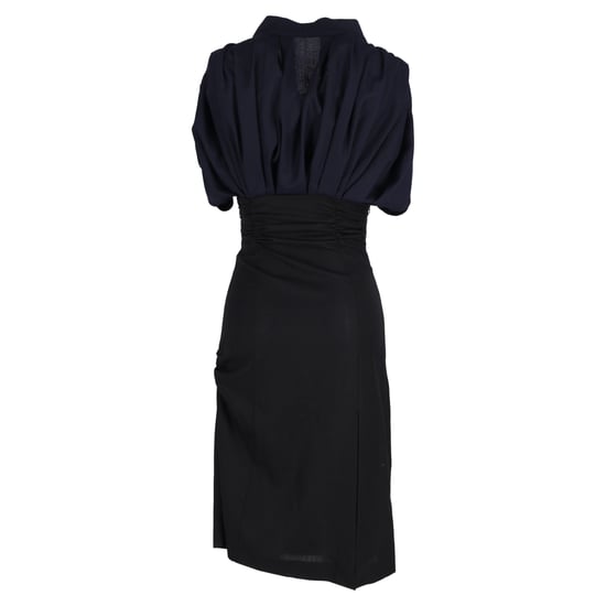Jacquemus La Robe Madame Ribbon Detail Midi Dress in Navy Blue Wool - Image 3