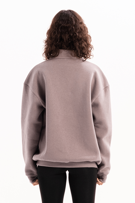 JUSTEVER Oversize Fit Stand Collar Halv Dragkedja Upphöjd Grå Damtröja - Cass - Image 2