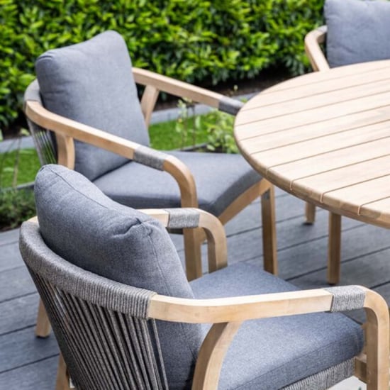 Garden Impressions Santos dining fauteuil acaciahout white wash-rope dgrijs-mystic grey - Image 4