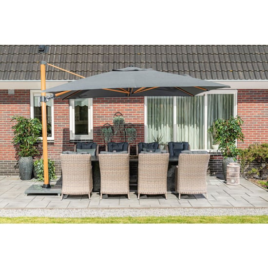 Garden Impressions Hawaii big pole ii parasol 350x350 cm l. teaklook -royal antraciet - Image 6