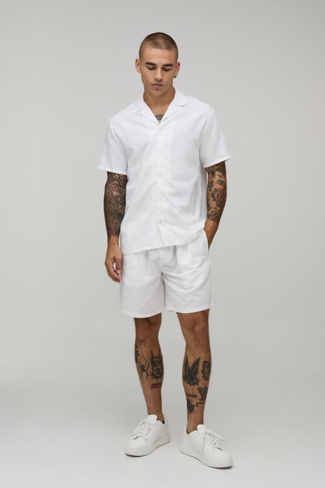 Regular Fit Short Sleeve Linen Blend Shirt - Image 4
