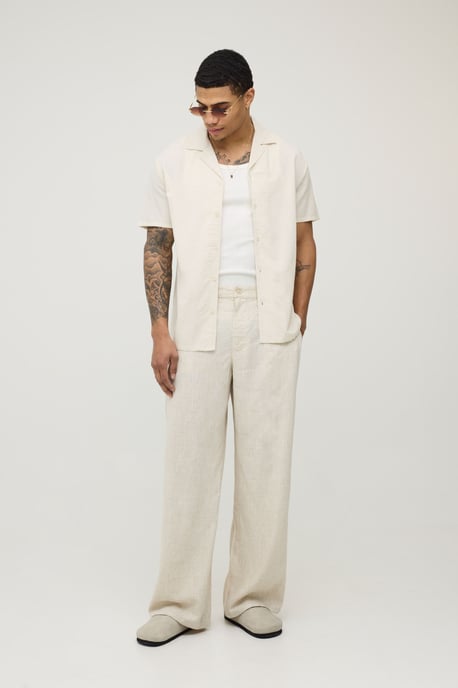 Regular Fit Short Sleeve Linen Blend Shirt - Image 4