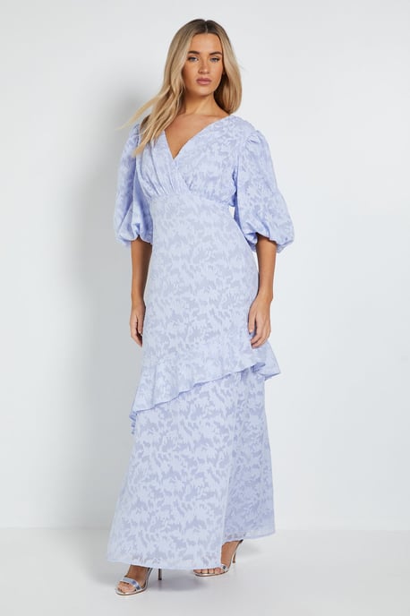 DP Luxe Wrap Front Puff Sleeve Ruffle Maxi Dress - Image 1