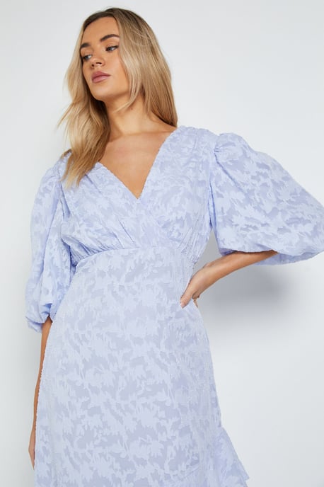 DP Luxe Wrap Front Puff Sleeve Ruffle Maxi Dress - Image 2
